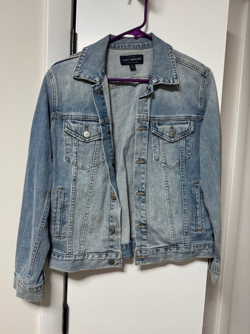 Lucky Brand Washed Denim Jacket in Light Blue